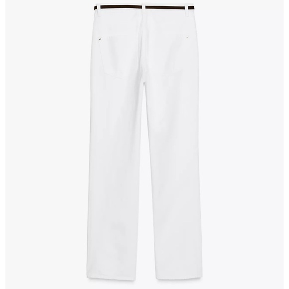 90s High-Waisted Straight Jeans with Belt, White, Zara, NWT - Picture 6 of 11